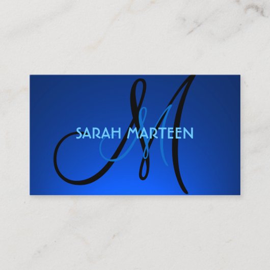 明るいシンプルブルーカスタムモノグラムの名刺 名刺 (正面)