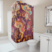 明るいシームレスなパターンがペイズリースタイルに。カラフル シャワーカーテン (インサイチュ)
