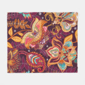 明るいシームレスなパターンがペイズリースタイルに。カラフル フリースブランケット (正面(横))