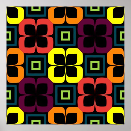 明るいシームレスなパターンとカラフルの花 ポスター (正面)