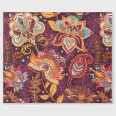 明るいシームレスなパターンのペイズリースタイル。カラフル ラッピングペーパー (フラット)