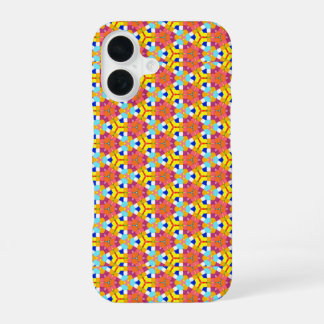 明るいジオメトはっきりしたリカラフルオレンジイエローピンク iPhone 16ケース