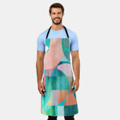明るいジオメトカラフルリ抽象芸術 エプロン (着用した状態)