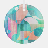 明るいジオメトカラフルリ抽象芸術 ガラスオーナメント (正面)