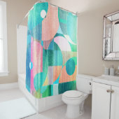 明るいジオメトカラフルリ抽象芸術 シャワーカーテン (インサイチュ)