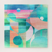 明るいジオメトカラフルリ抽象芸術 ジグソーパズル (横)