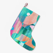 明るいジオメトカラフルリ抽象芸術 スモールクリスマスストッキング (正面 (吊り時))