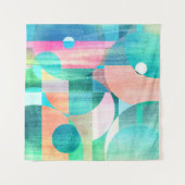 明るいジオメトカラフルリ抽象芸術 タペストリー (正面(横))