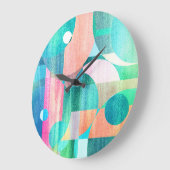 明るいジオメトカラフルリ抽象芸術 ラージ壁時計 (傾斜)