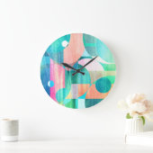 明るいジオメトカラフルリ抽象芸術 ラージ壁時計 (ホーム)