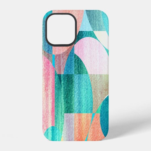 明るいジオメトカラフルリ抽象芸術 iPhoneケース (裏面)