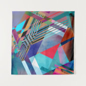 明るいジオメトリ：カラフル抽象芸術背景 タペストリー (正面(横))