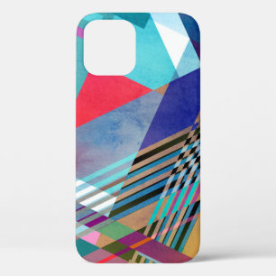 明るいジオメトリ:カラフル抽象芸術背景 iPhone 12ケース