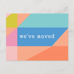 明るいジカラフルオメトリ引っ越しましたの新しいアドレス ポストカード