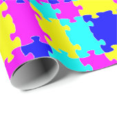 明るいジカラフルグソーパズルピンクブルー&イエロー ラッピングペーパー (ロールコーナー)