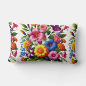 明るいジニアス&コスモスフラワーガーデン – 明るいア ランバークッション (裏面)