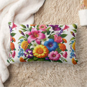 明るいジニアス&コスモスフラワーガーデン – 明るいア ランバークッション (ブランケット)