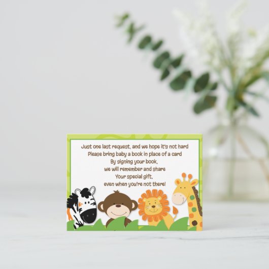 明るいジャングルサファリ動物ブックリクエストカード エンクロージャーカード (スタンド正面)