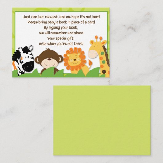 明るいジャングルサファリ動物ブックリクエストカード エンクロージャーカード (正面/裏面)