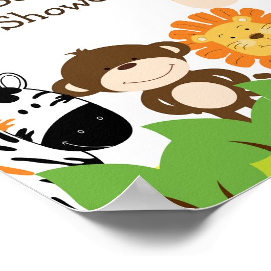 明るいジャングルサファリ動物8x10サイン ポスター (角)