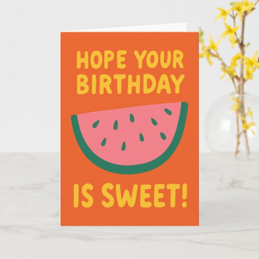 明るいスイカオレンジイエローフルーツ誕生日 カード (黄色い花)