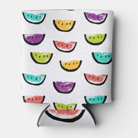 明るいスイカ:カラフルシームレスなパターン。 缶クーラー (正面)