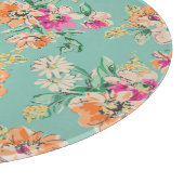 明るいスケッチの花柄パターン カッティングボード (角)