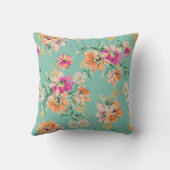 明るいスケッチの花柄パターン クッション (裏面)