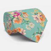 明るいスケッチの花柄パターン ネクタイ (ロール)