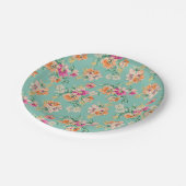明るいスケッチの花柄パターン ペーパープレート (アングル)