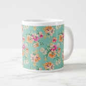明るいスケッチの花柄 ジャンボコーヒーマグカップ (正面右)