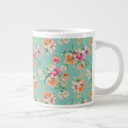 明るいスケッチの花柄 ジャンボコーヒーマグカップ (右)