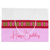 明るいスタイリッシュピンクとフローラ ラージペーパーバッグ (裏面)