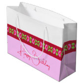 明るいスタイリッシュピンクとフローラ ラージペーパーバッグ (裏面アングル)