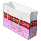 明るいスタイリッシュピンクとフローラ ラージペーパーバッグ (正面アングル)