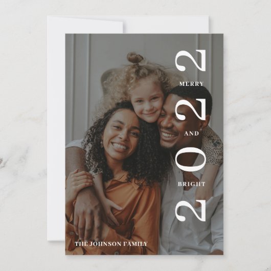 明るいスタイリッシュメリーフォトグリーンクリスマス シーズンカード (正面)