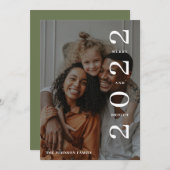 明るいスタイリッシュメリーフォトグリーンクリスマス シーズンカード (正面/裏面)