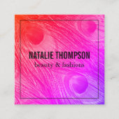 明るいスタイリッシュ孔雀の羽 スクエア名刺 (正面)