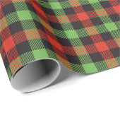 明るいスタイリッシュ赤と緑の格子模様の贈り物 ラッピングペーパー (ロールコーナー)