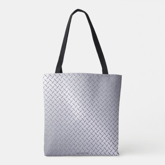 明るいスチールグレーダイヤモンドプレートパターン トートバッグ (裏面)