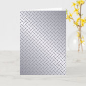 明るいスチールダイヤモンドプレート背景 カード (黄色い花)