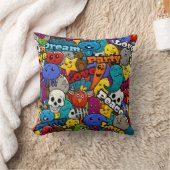 明るいステッカーパターン クッション (ブランケット)