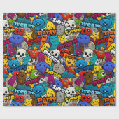 明るいステッカーパターン ラッピングペーパー (フラット)