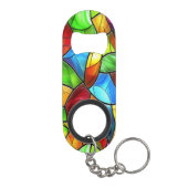 明るいステンドグラスのモザイク キーホルダー栓抜き (裏面)