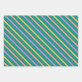 明るいストライプのオレンジ色の緑と紫 ラッピングペーパーシート (正面2)