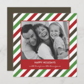明るいストライプのクリスマスカード/祝日のフォトカード シーズンカード (正面/裏面)