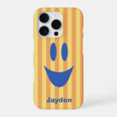 明るいストライプの楽しい笑顔 iPhoneケース (裏面)