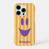 明るいストライプの遊び心のあるスマイルフェイス iPhoneケース (裏面)