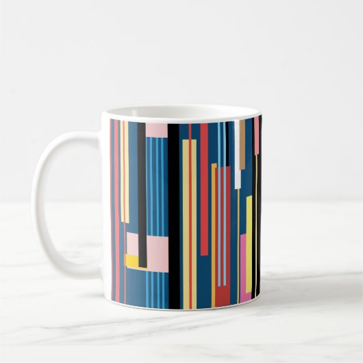 明るいストライプ抽象芸術パターン コーヒーマグカップ (左)