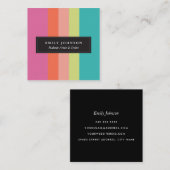 明るいストライプ スクエア名刺 (正面/裏面)